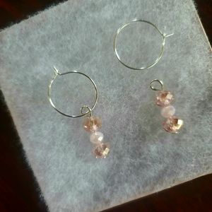 SPARKLE  SWAROVSKI CRYSTAL BEAD TO ENHANCE 10MM SILVER HOOP EARRINGS